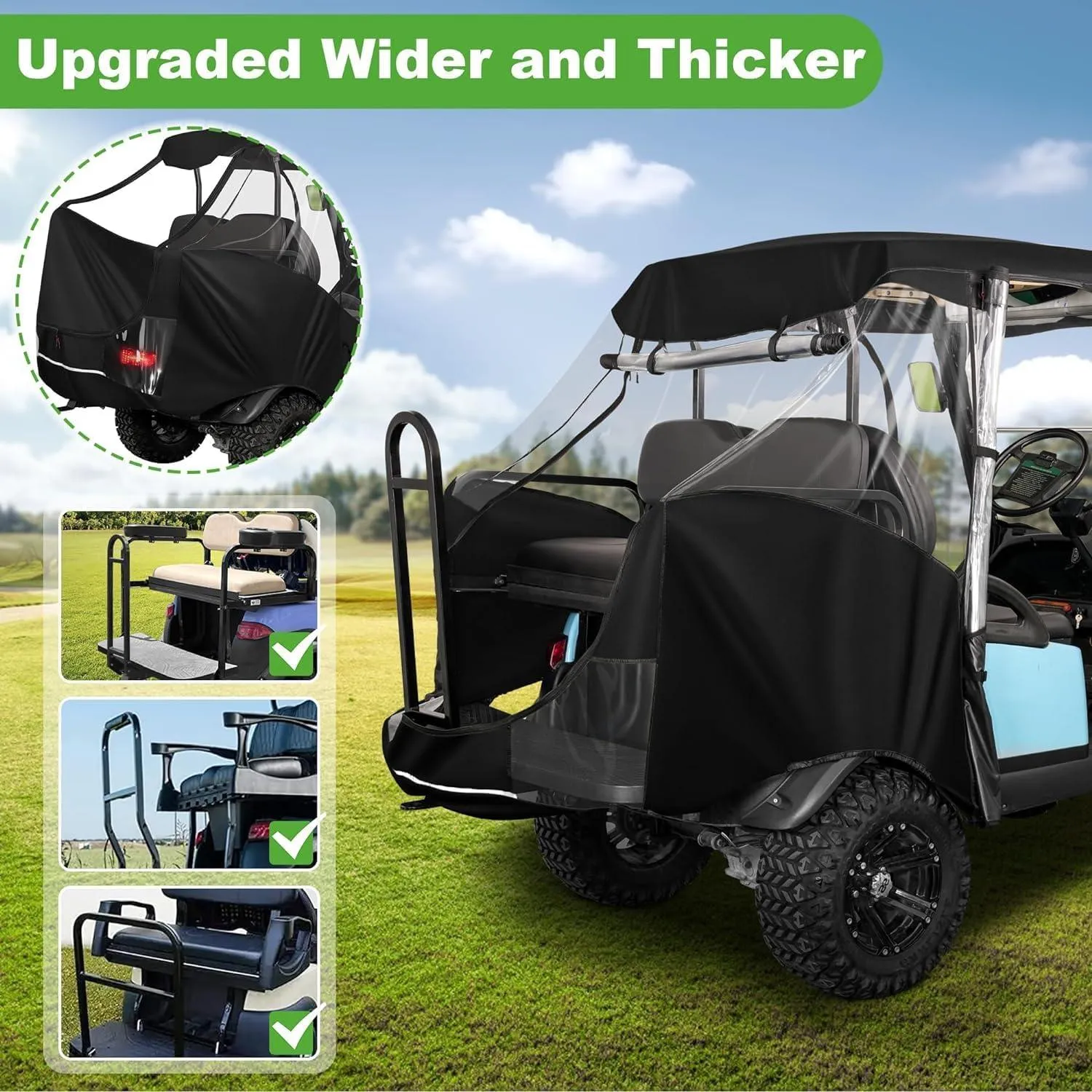 Golf Cart Rain Cover For 4 Passenger Club Car Precedent With Doors With Safety Side Mirror Openings