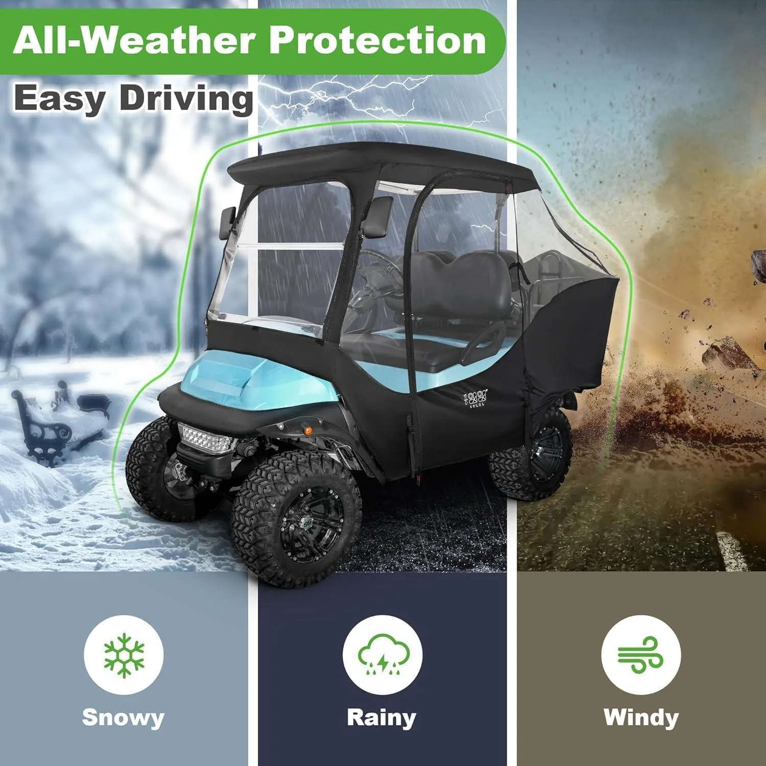 Golf Cart Rain Cover For 4 Passenger Club Car Precedent With Doors With Safety Side Mirror Openings