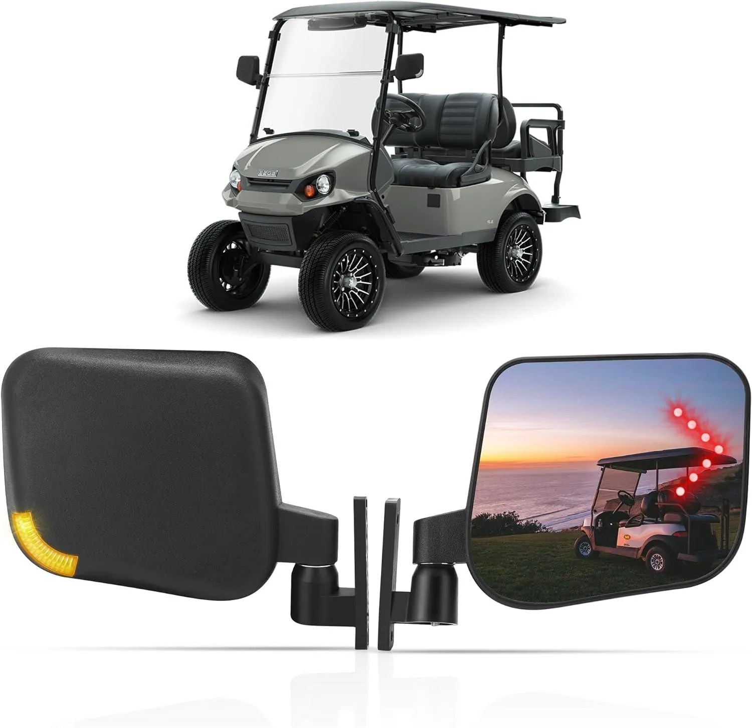 Golf Cart Side Mirrors with Turn Signals for EZGO Club Car Yamaha - 10L0L