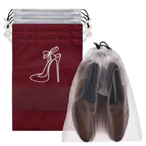 Heart Home Shoe Cover | Travel Shoe Storage Bags | Polyester Storage Bags | Drawstring Shoe Cover | Clear Transparent Shoe Storage Organizer | Pack of 6 | Multi