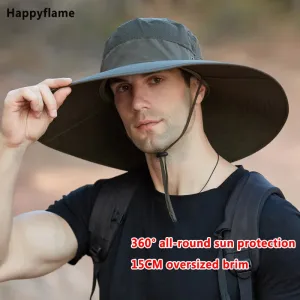 Hot Men's 15CM Big Wide Brim Outdoor Waterproof Mountaineering Cap