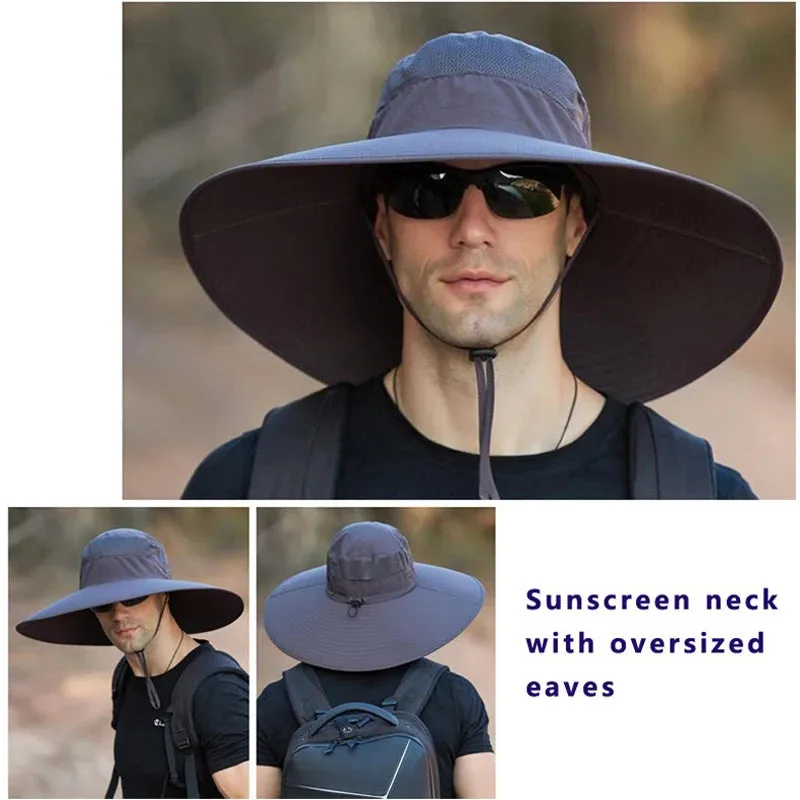 Hot Men's 15CM Big Wide Brim Outdoor Waterproof Mountaineering Cap