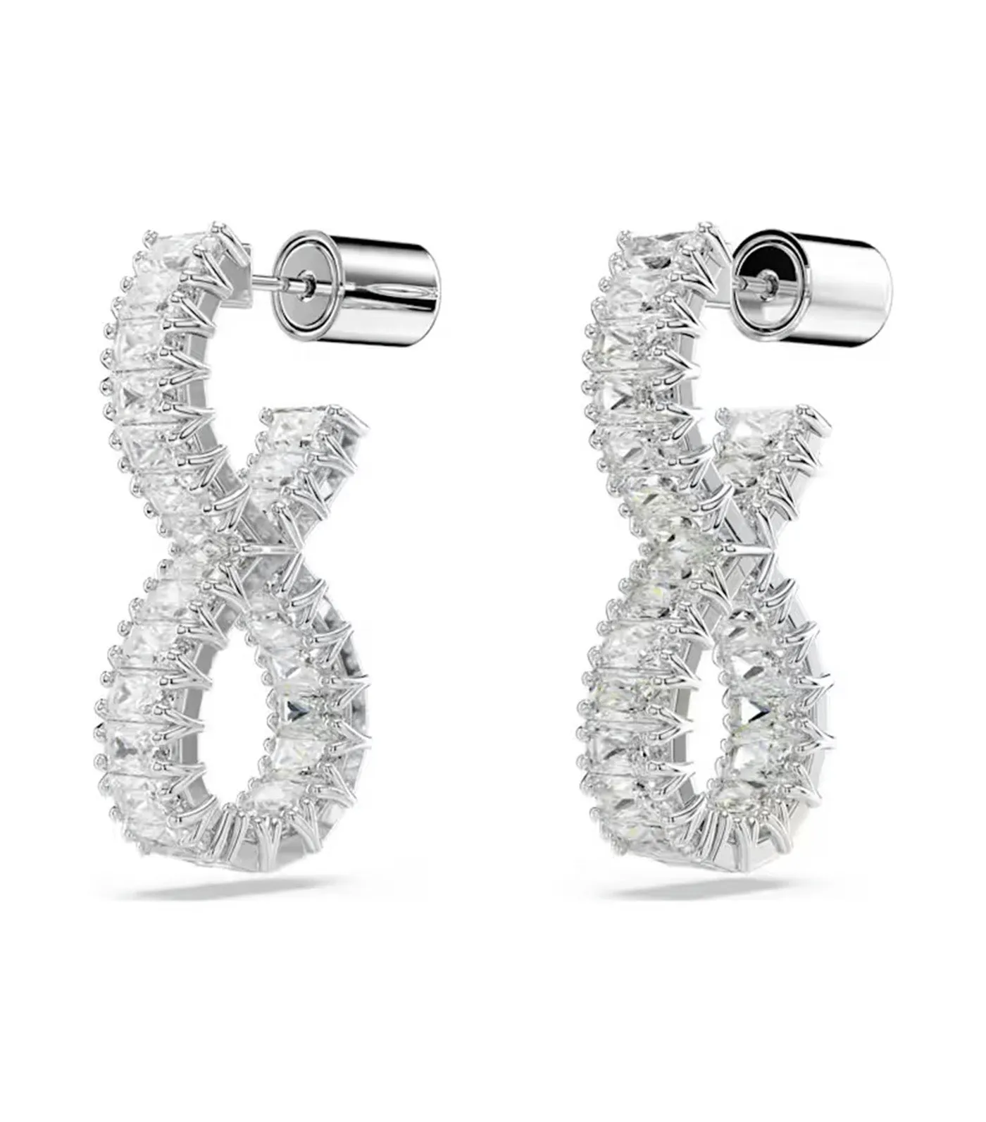 Hyperbola Hoop Earrings  Infinity, White, Rhodium Plated