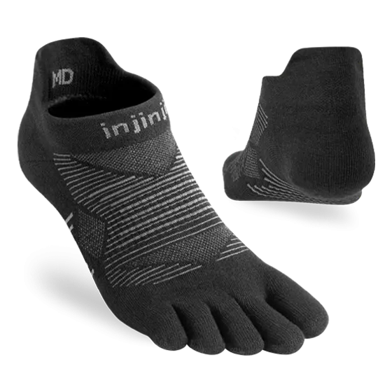 Injinji Men's Run Lightweight No-Show Sock in Noir