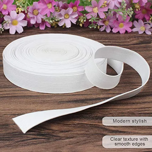 KELYDI 2cm Wide Flat Elastic Bands for Sewing Waistbands Handmade DIY Craft Clothing Shoes and Hats Accessories (White, 10 M)