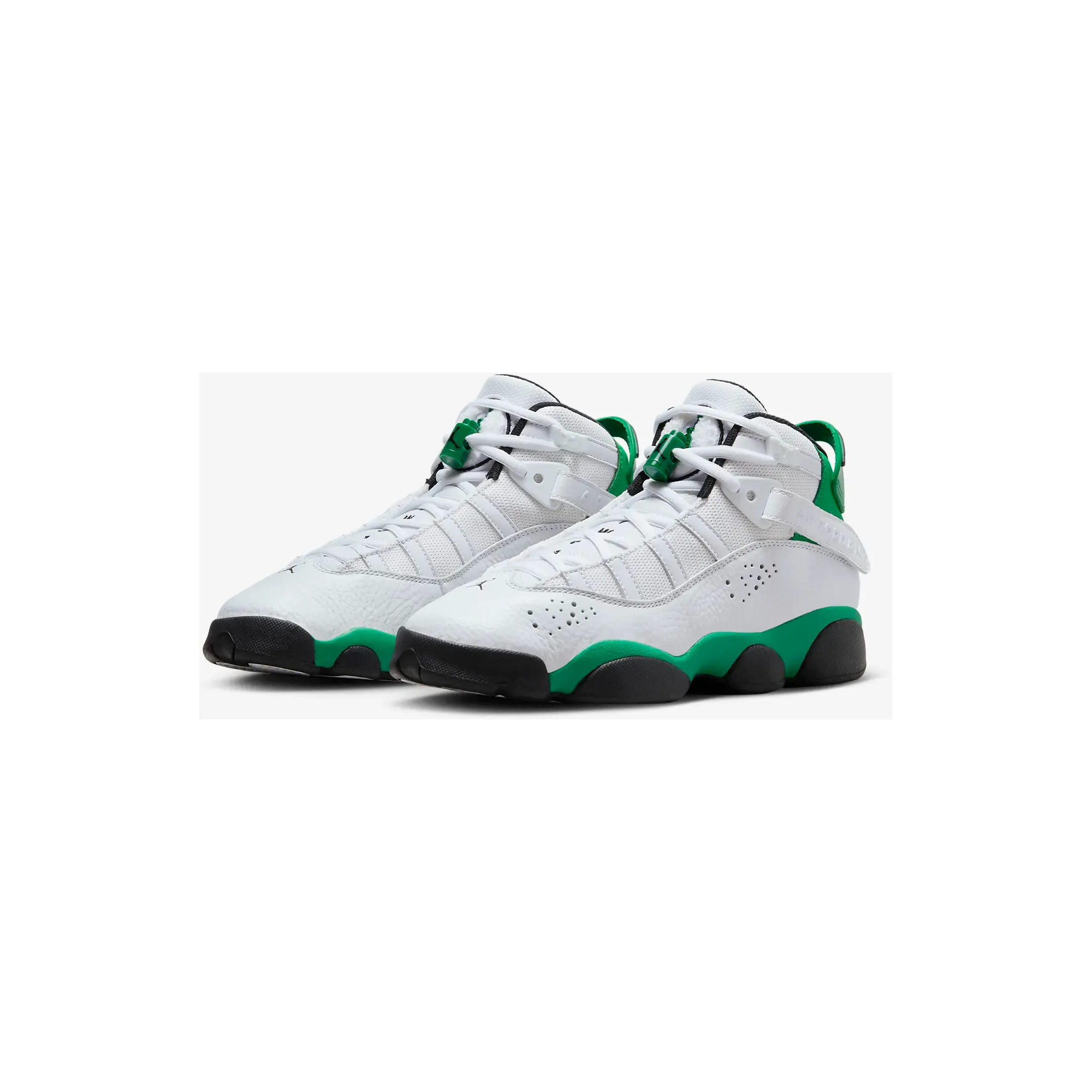 Kid's Jordan 6 Rings Shoes - White / Black / Lucky Green