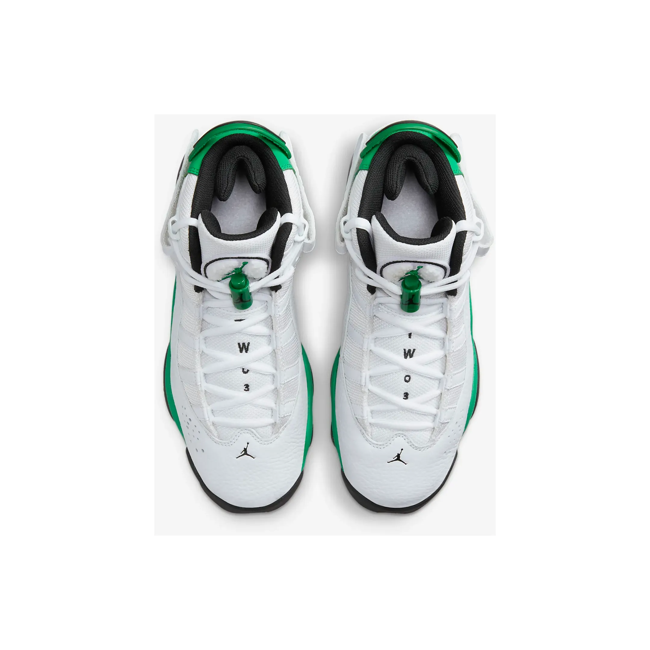 Kid's Jordan 6 Rings Shoes - White / Black / Lucky Green