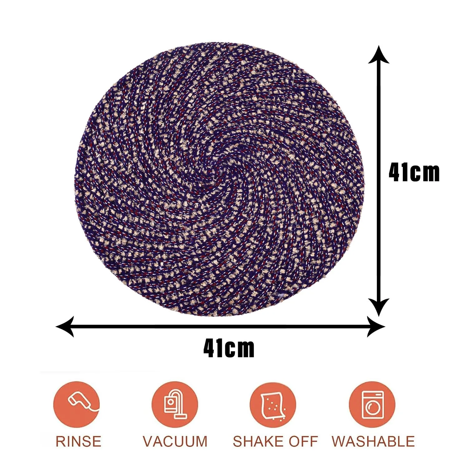 Kuber Industries Door Mat | Round Shape Feather Door Mat | Cotton Reversible Mat | Door Mat for Kitchen | Door Mat for Home | 16 Inch | Small | Pack of 2 | Purple