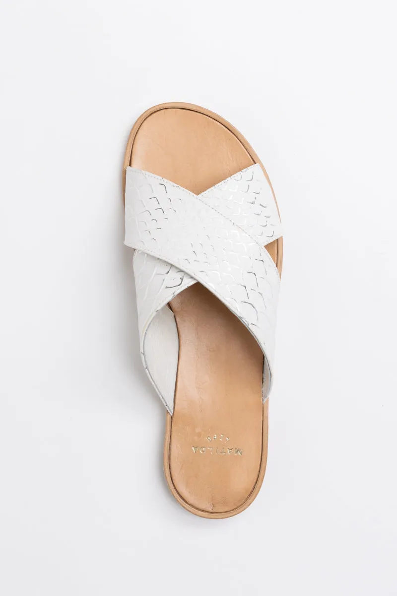 Lola Slide White Croc