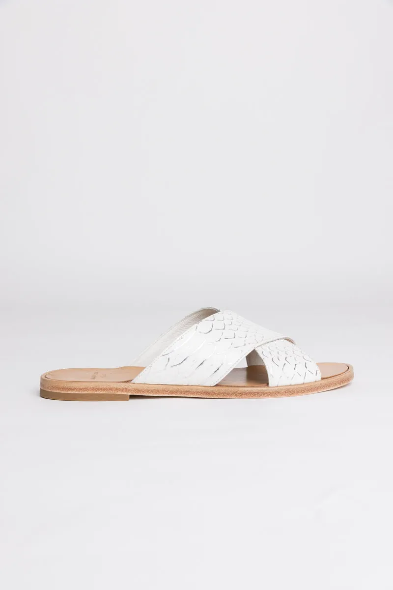 Lola Slide White Croc