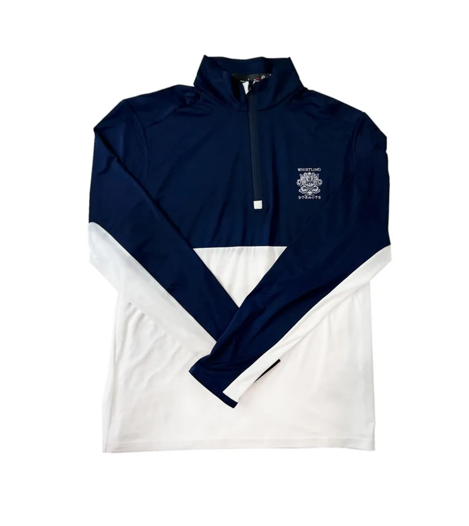 MEN&#039;S RLX GOLF CLASSIC FIT COLOR-BLOCKED HALF-ZIPPED PULLOVER. WHISTLING STRAITS® LOGO EXCLUSIVELY.