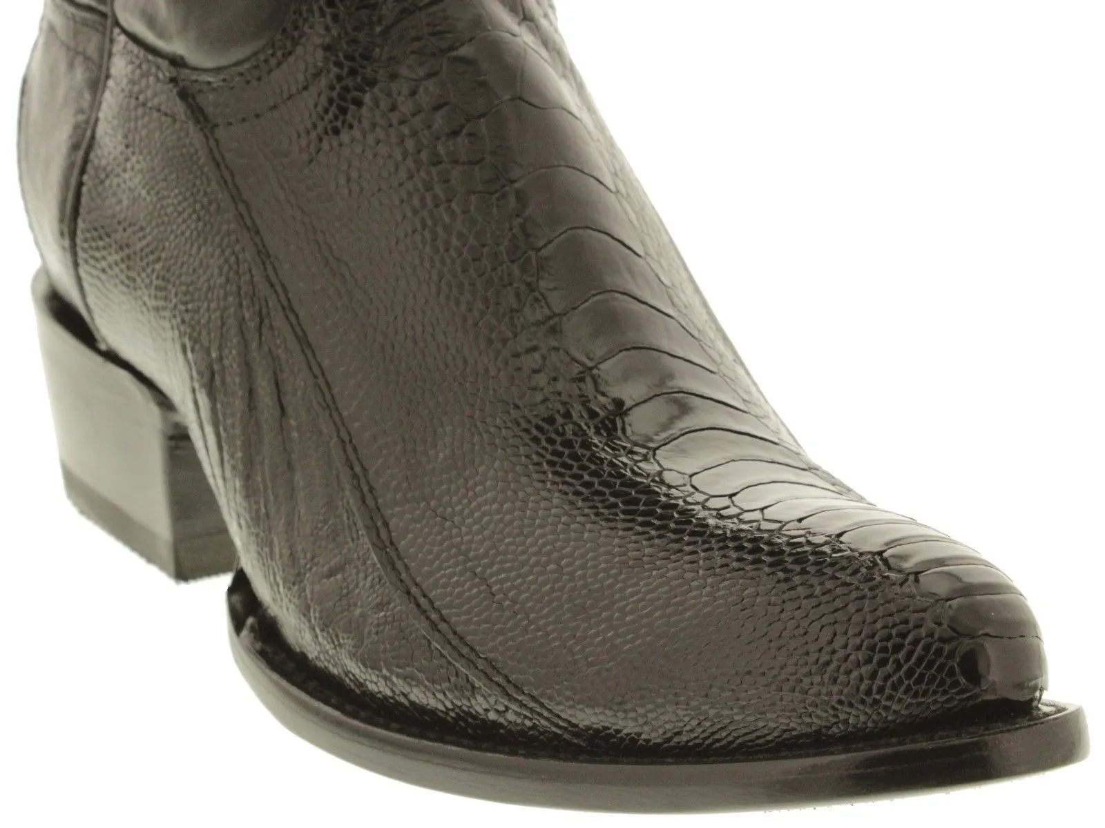 Men's Black Genuine Ostrich Foot Exotic Skin Cowboy Boots - Round Toe