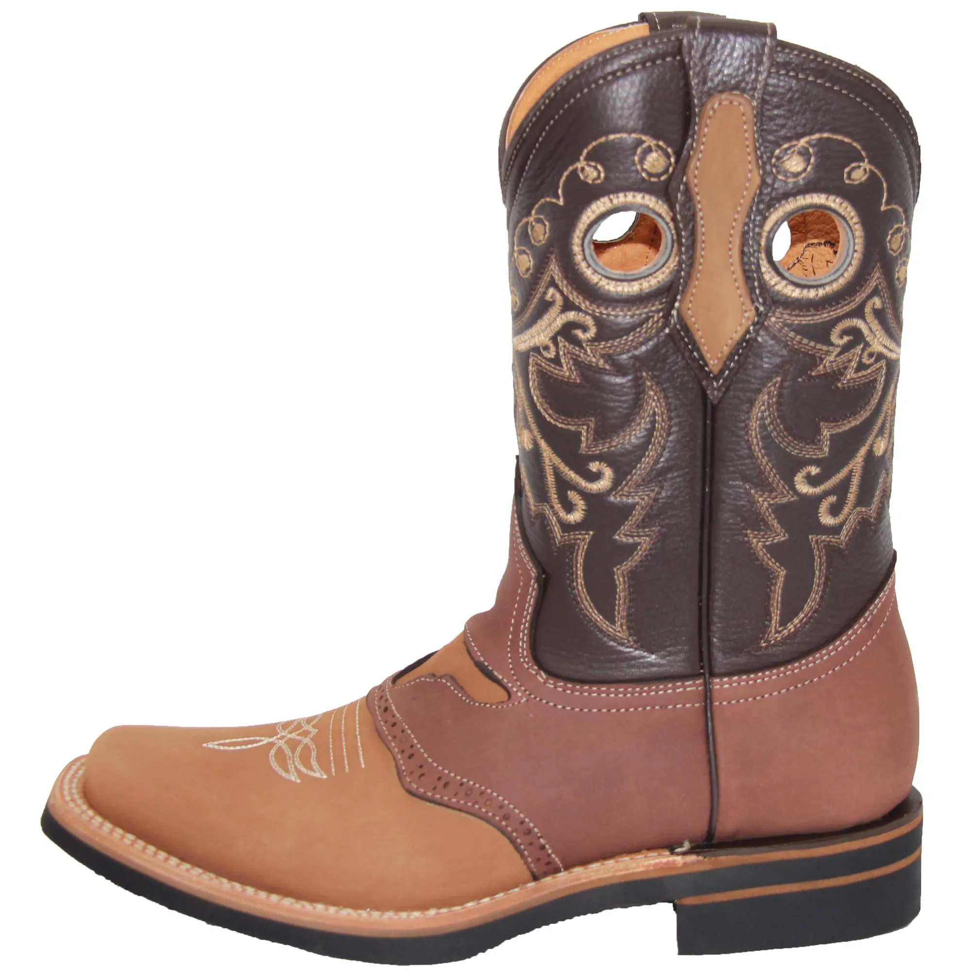 Men's Genuine Leather Square Toe Rodeo Cowboy Boot