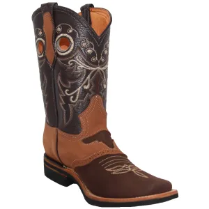 Men's Genuine Leather Square Toe Rodeo Cowboy Boot