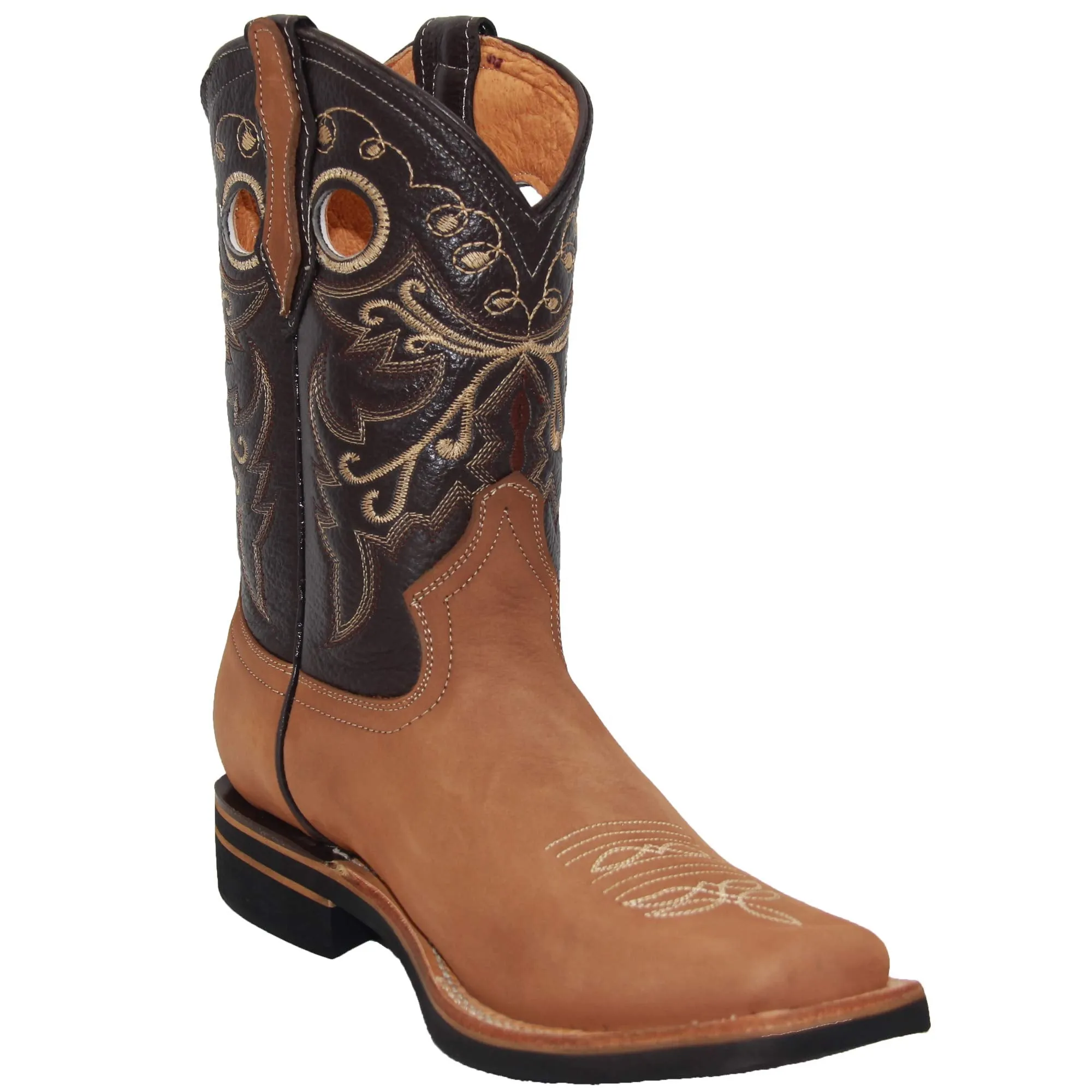 Men's Genuine Leather Square Toe Rodeo Cowboy Boot