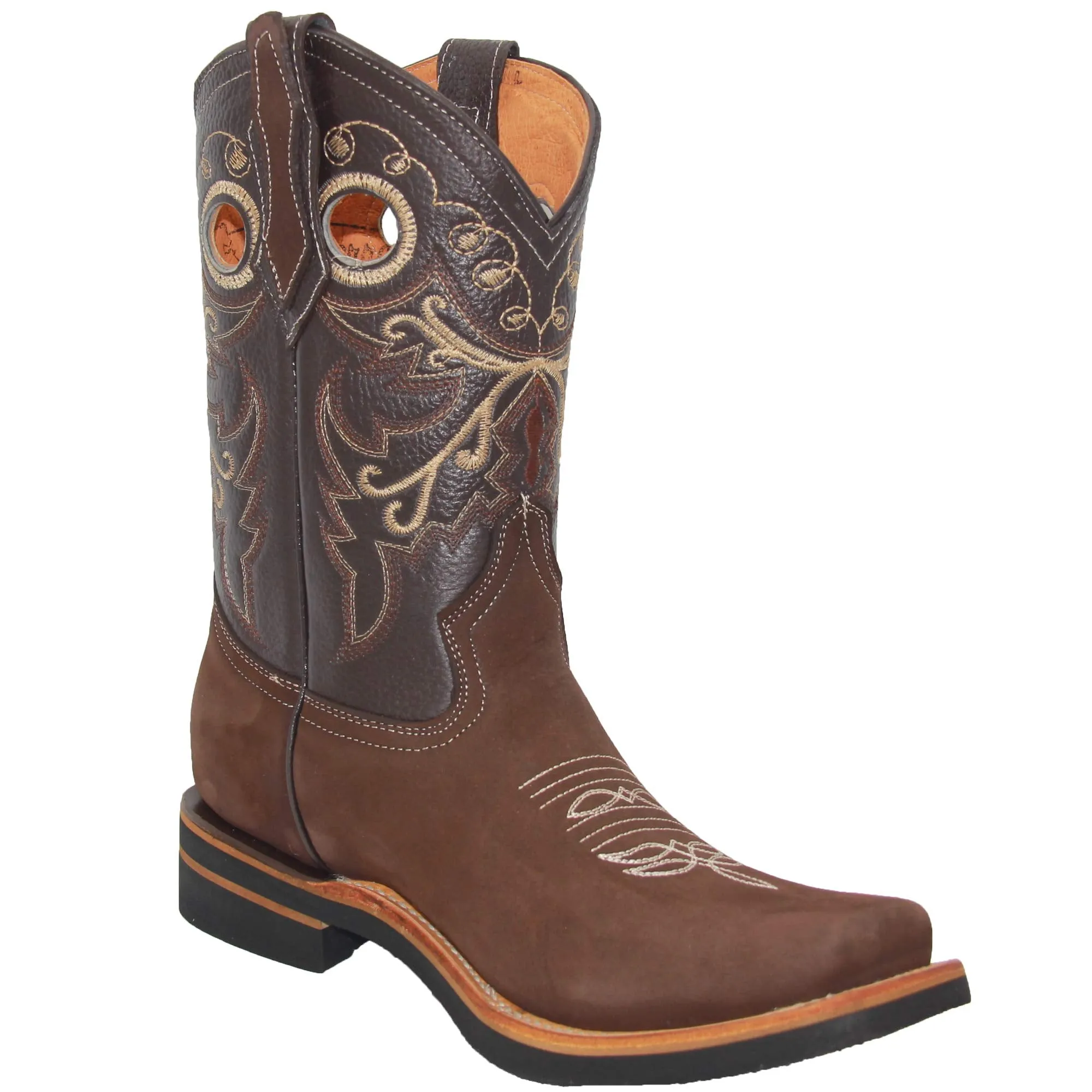 Men's Genuine Leather Square Toe Rodeo Cowboy Boot