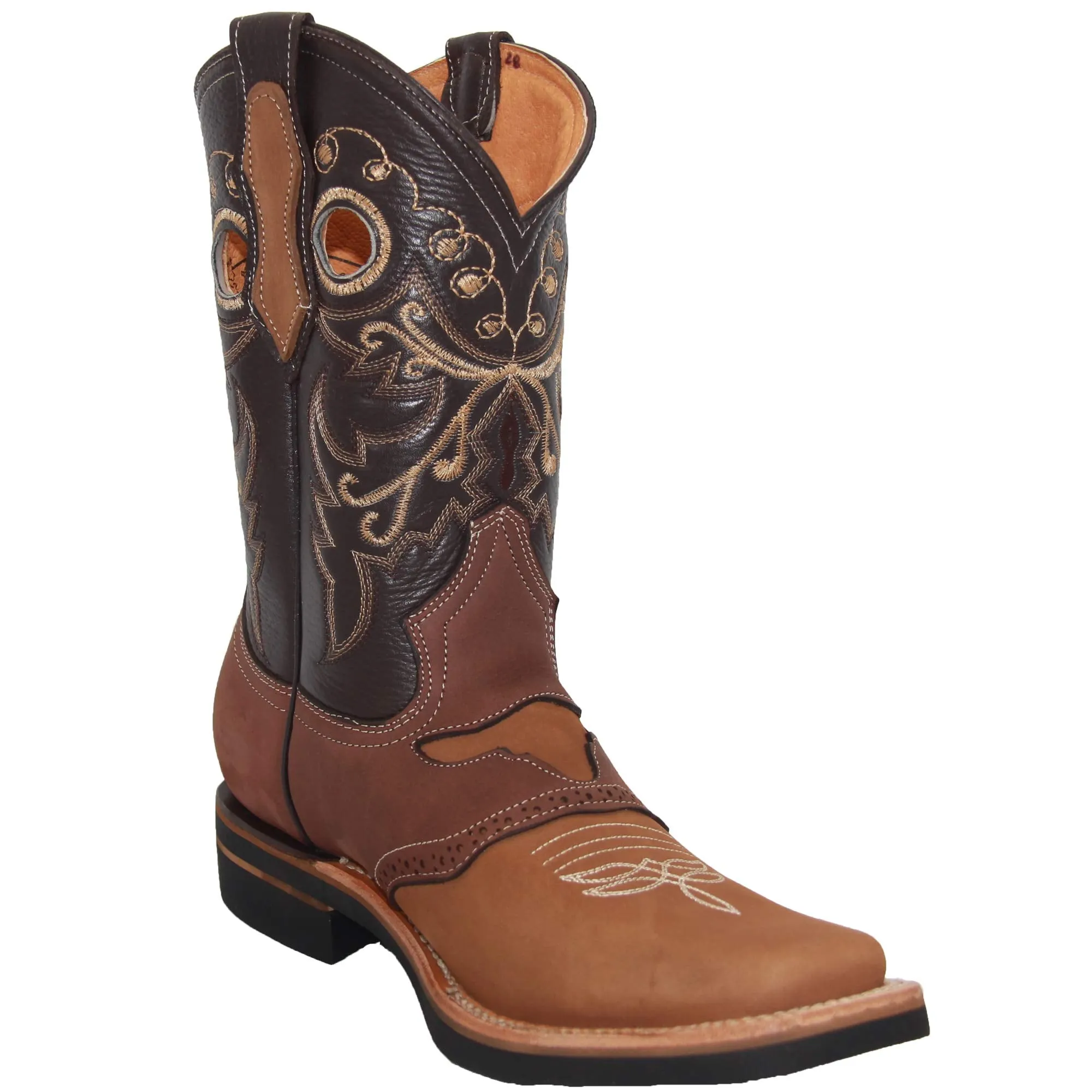 Men's Genuine Leather Square Toe Rodeo Cowboy Boot