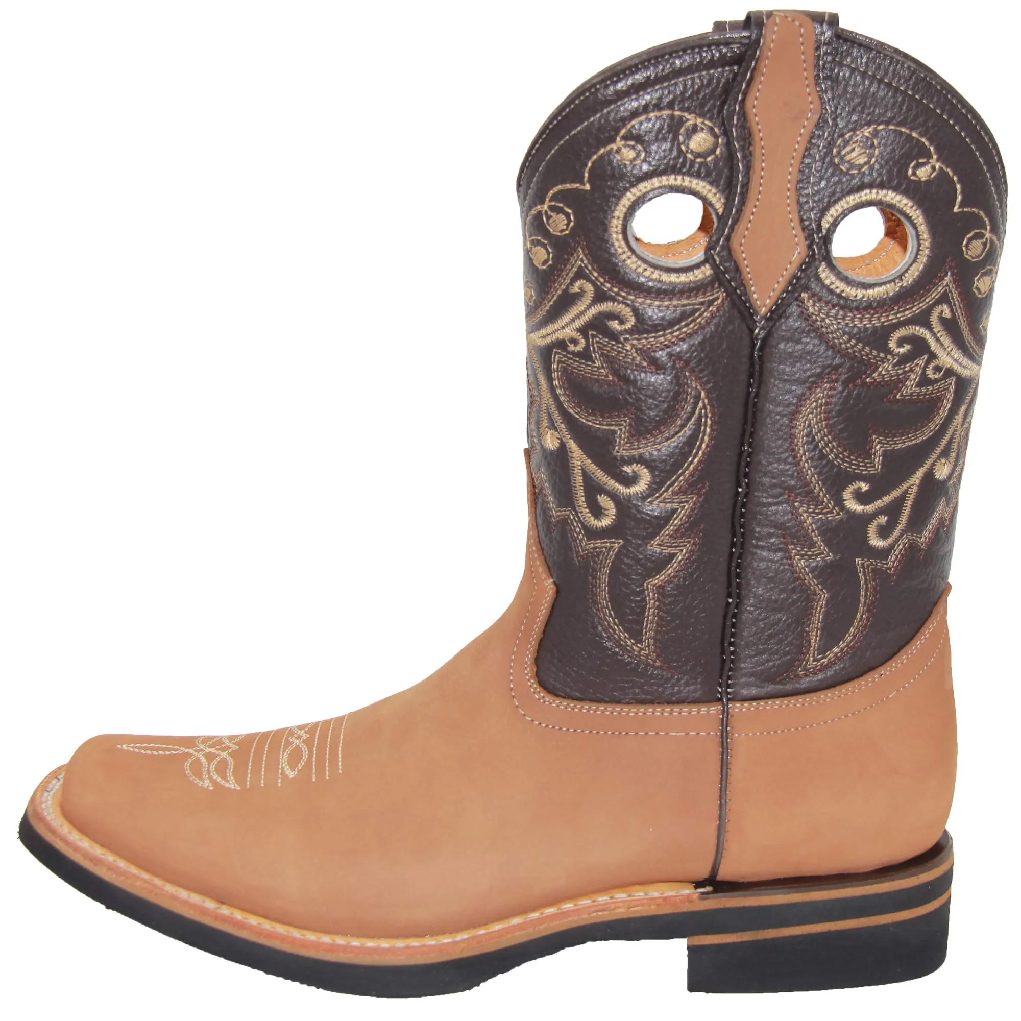 Men's Genuine Leather Square Toe Rodeo Cowboy Boot