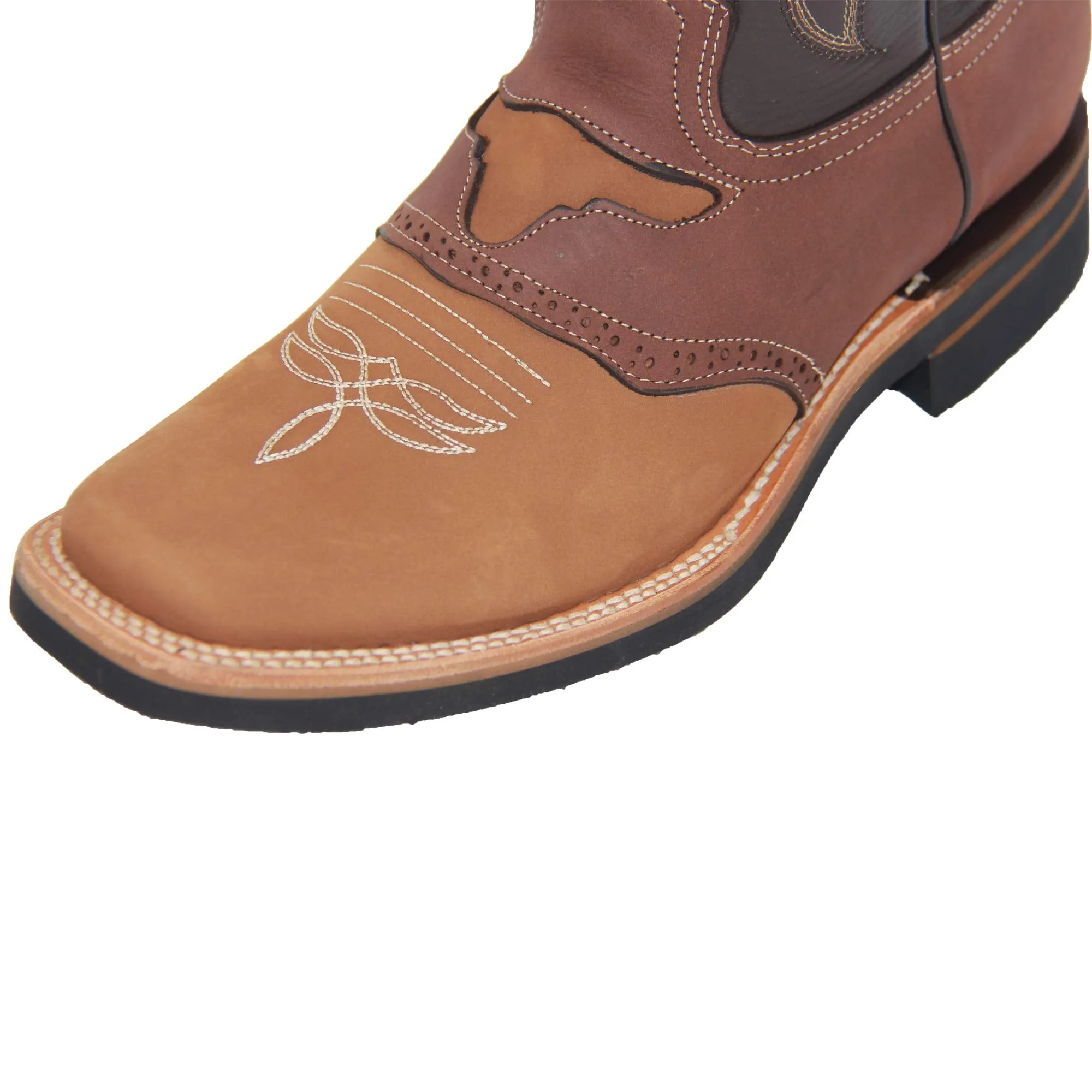 Men's Genuine Leather Square Toe Rodeo Cowboy Boot