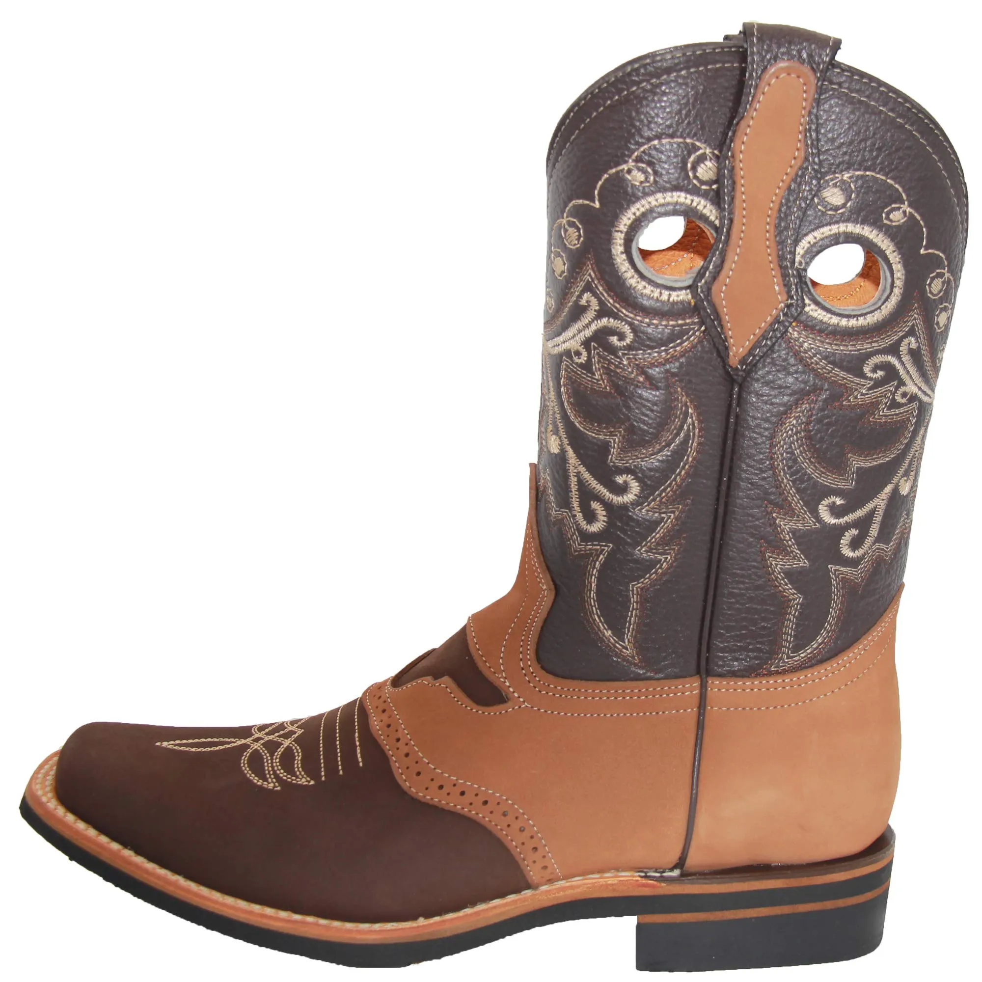 Men's Genuine Leather Square Toe Rodeo Cowboy Boot