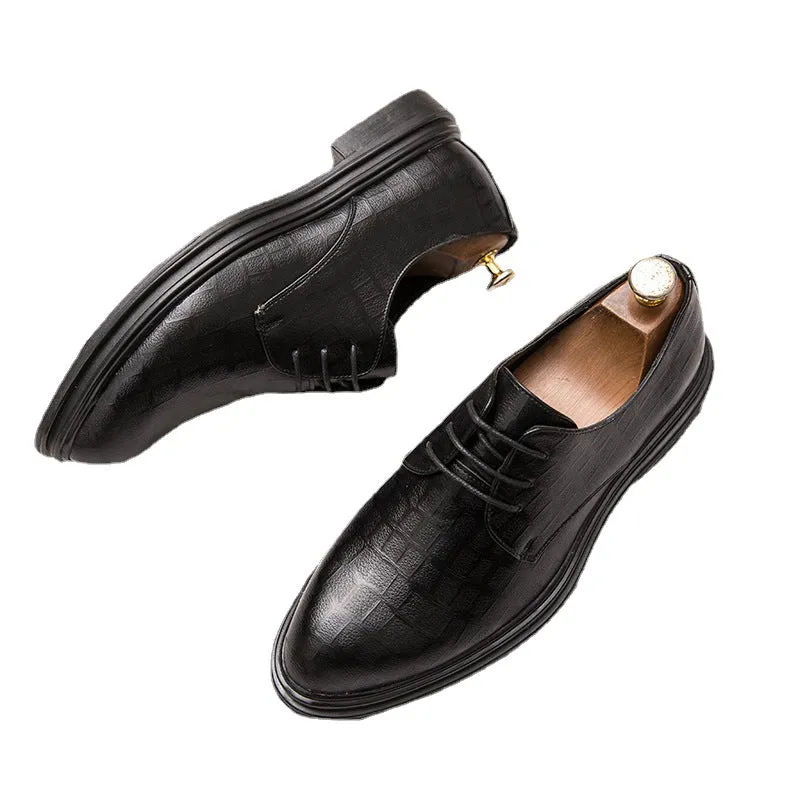 men's leather shoes soft leather British style youth business dress Joker retro casual men's shoes tide