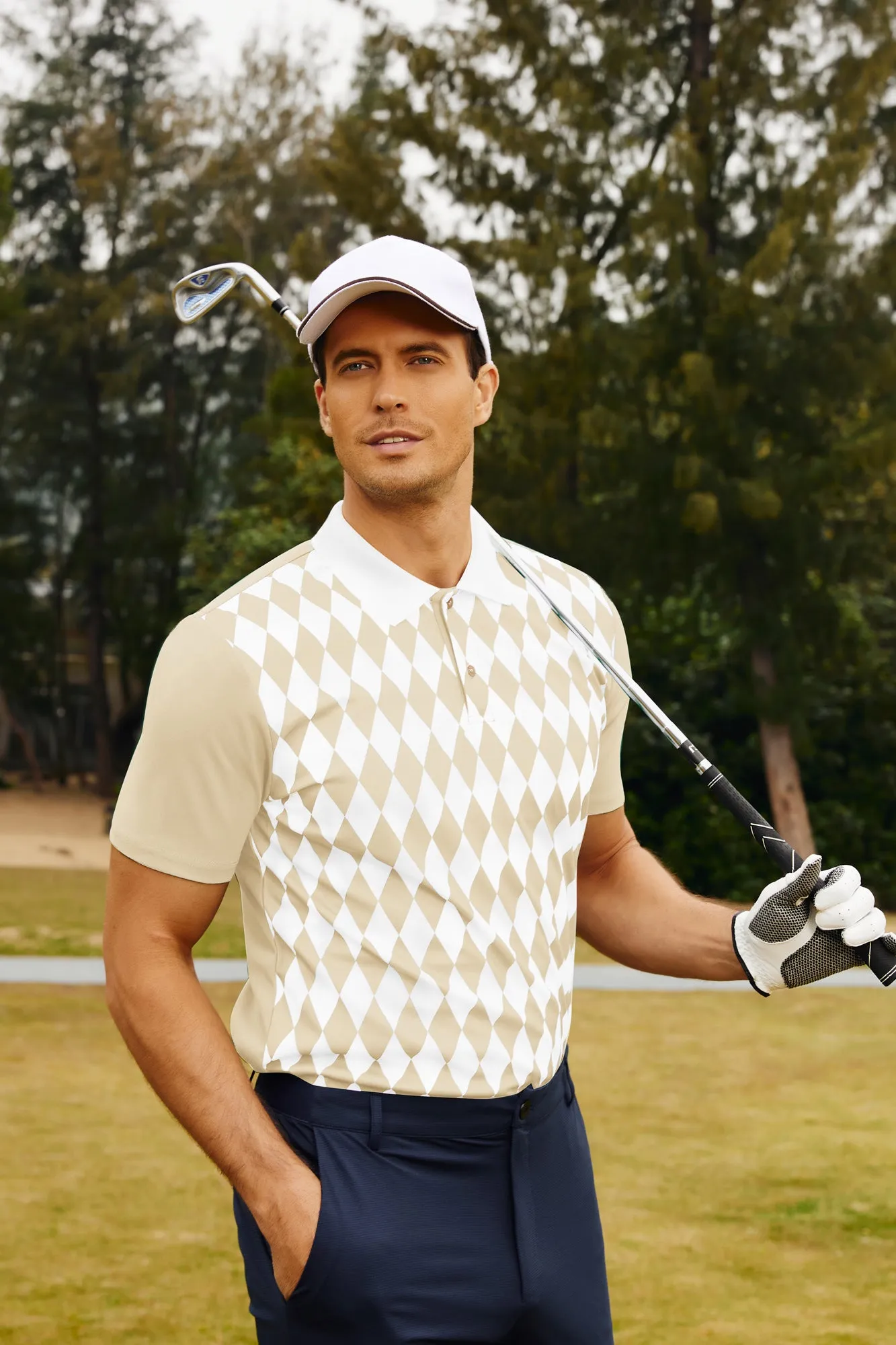 Mens Polo Shirt Short Sleeve Performance Golf Polo Pullover Shirts Daily Casual Wear