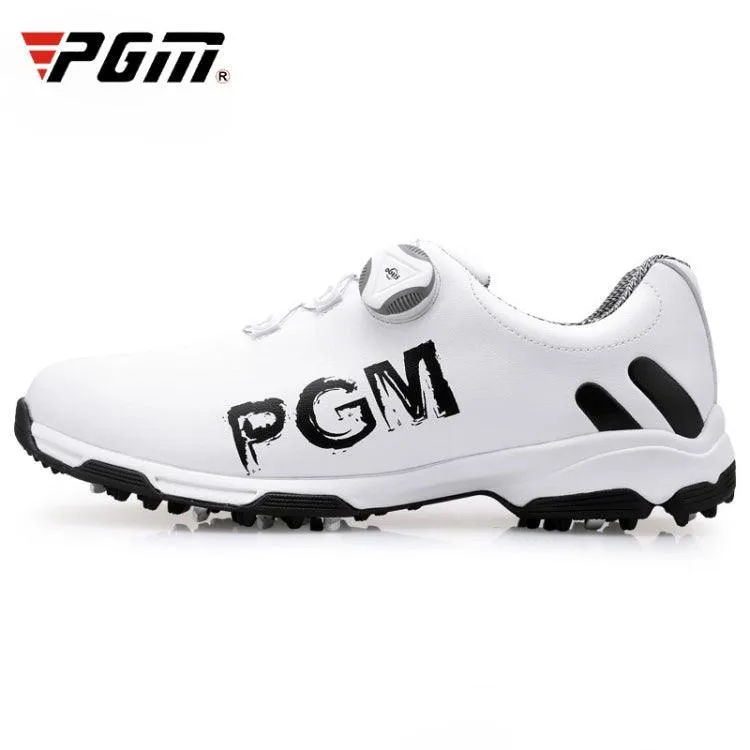 Men's Waterproof Microfiber Leather Golf Sneakers with Rotating Buckle – Breathable, Non-Slip Design (White Green, Size 45)