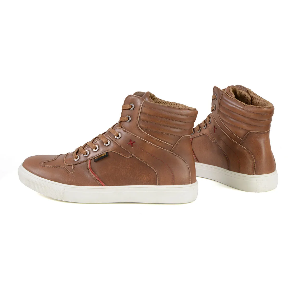 Milwaukee Leather MBM9154 Men's Cognac Leather High-Top Reinforced Street Riding Waterproof Shoes with Ankle Support