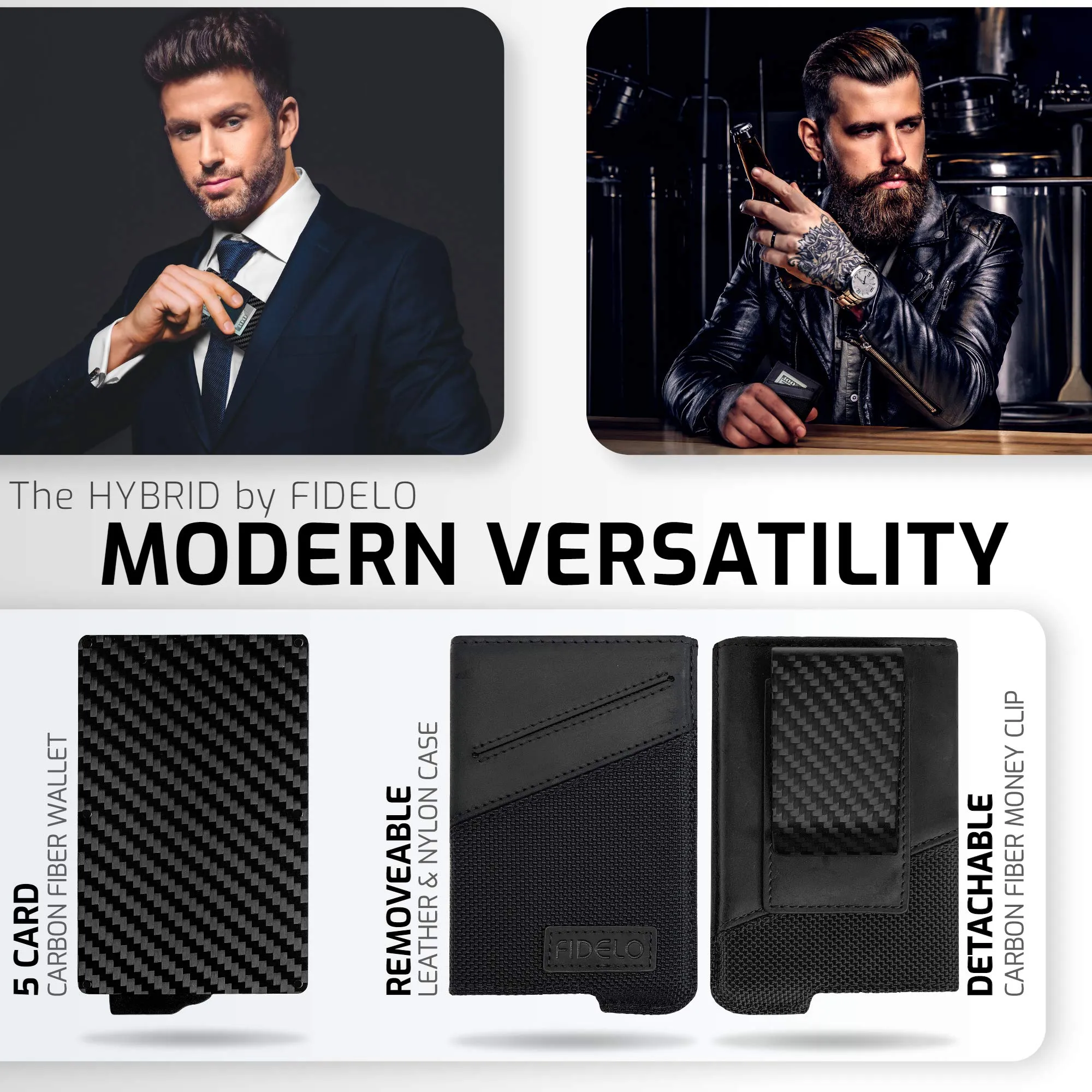 Minimalist Wallet For Men - Slim Credit Card Holder Rfid Mens Wallets With 3K Carbon