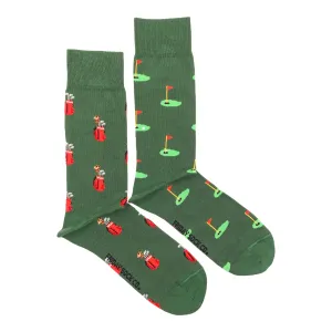 Mismatched Men's Socks in Golf Clubs   Greens Print