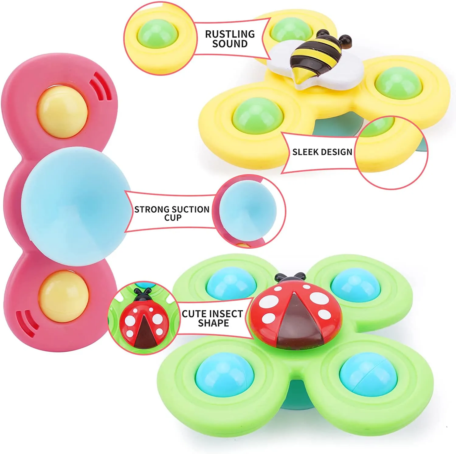 Montessori Baby Spin Top Bath Toys Rattles Teether