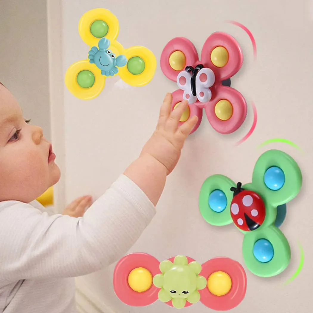 Montessori Baby Spin Top Bath Toys Rattles Teether