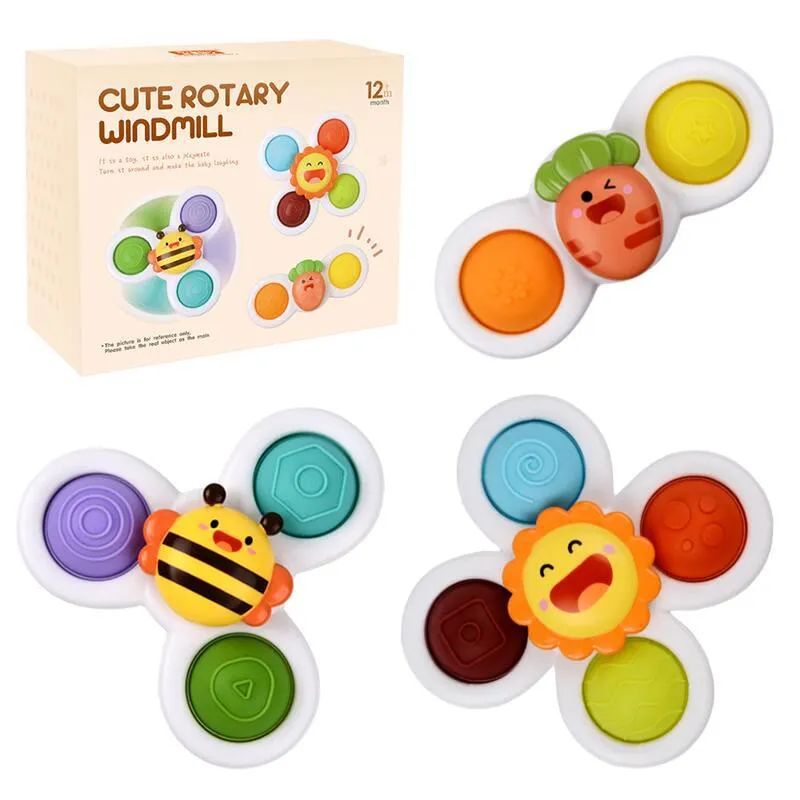 Montessori Baby Spin Top Bath Toys Rattles Teether