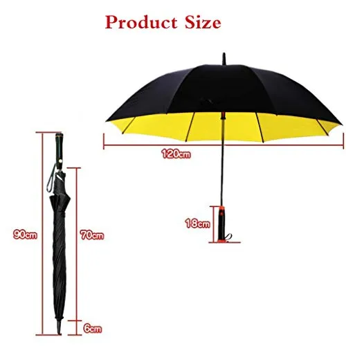 Mustbe Strong Golf Umbrella Built-In Fan, USB Charging Outdoor UV Protection Umbrella Windproof Waterproof Keeps You Cool for Holiday Beach, Travel,Blue