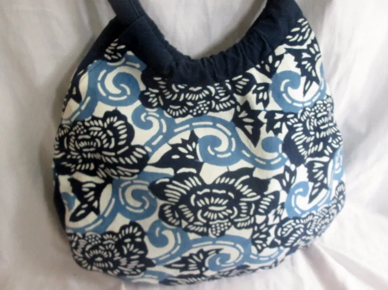 NANKEEN INDIGO Festival Loop Hoop Handle Vegan Ethnic Bag BLUE FLORAL Tote