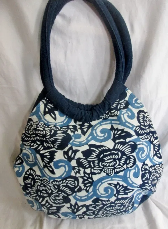 NANKEEN INDIGO Festival Loop Hoop Handle Vegan Ethnic Bag BLUE FLORAL Tote