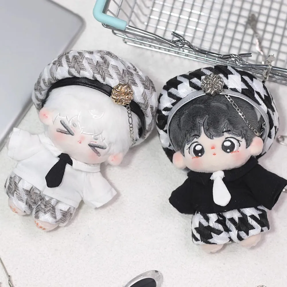 niannyyhouse 10cm Plush Doll Clothes Hat Coat Shirt Pants Neckties Shoes Plaid Outfit Toy Accessories Dress Up