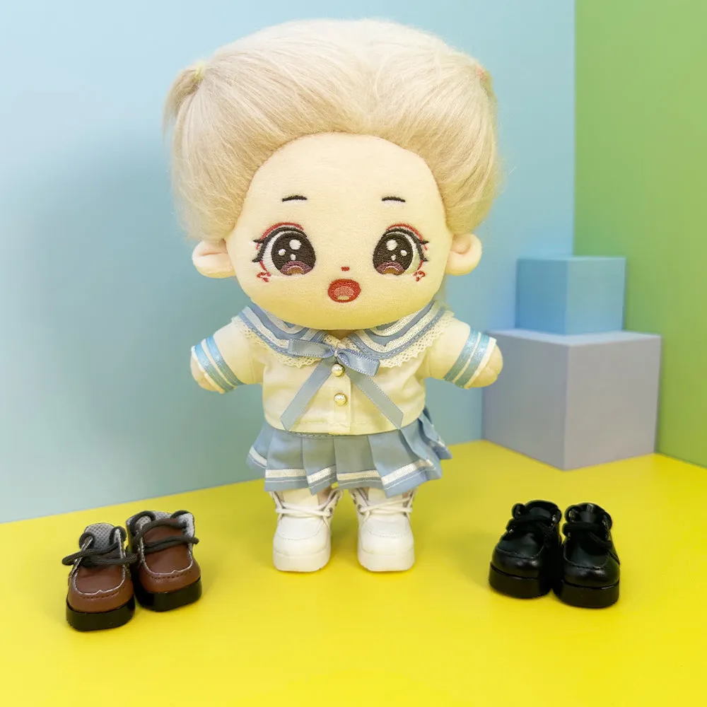 niannyyhouse 20cm Plush Doll 1/6BJD High Leather Shoes Length 5cm Stuffed Toy Dressup Gift