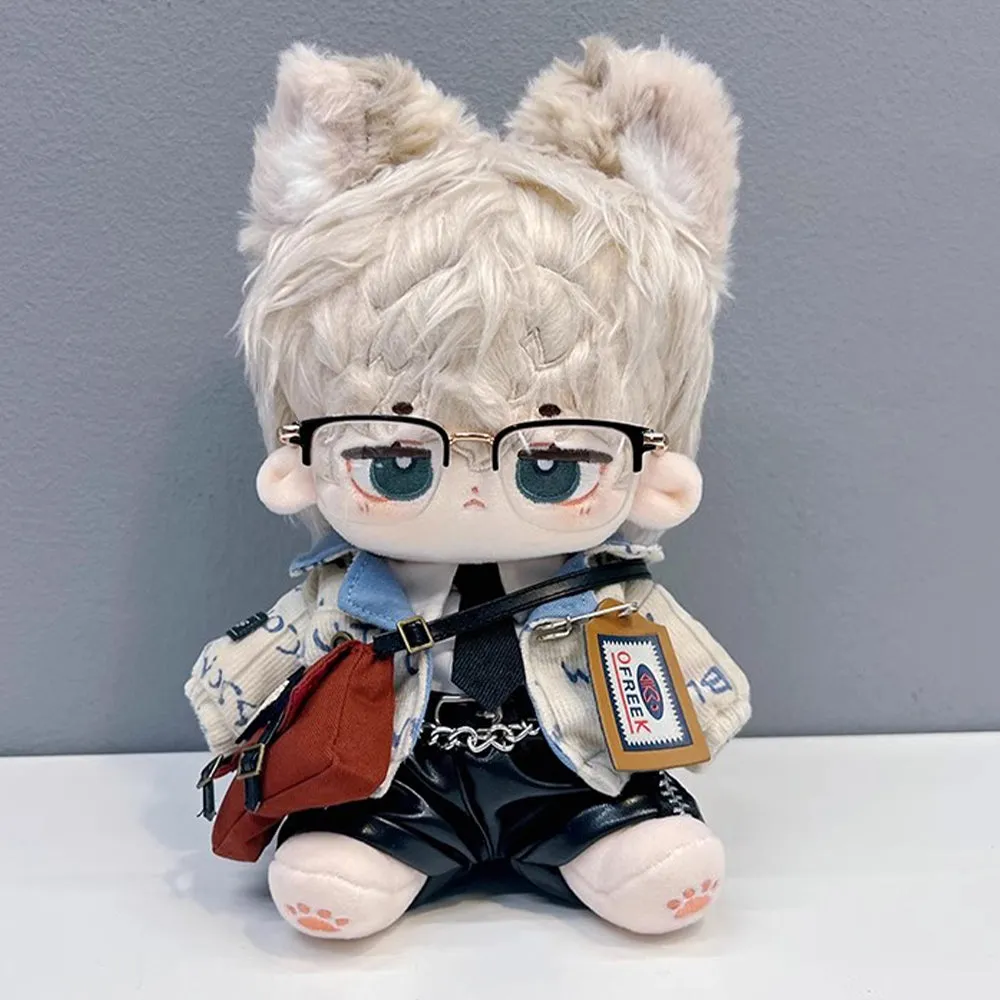 niannyyhouse 20cm Plush Doll Clothes Coat White Shirt Tie Pants Backpack Glasses Leather Shoes Jacket Outfit 8in Doll Dress Up