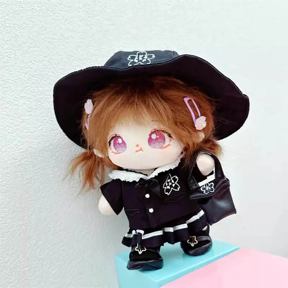 niannyyhouse 20cm Plush Doll Clothes Hat Coat Skirts Shoes Handbags Commuter Uniform Outfit 8in Doll Dress Up