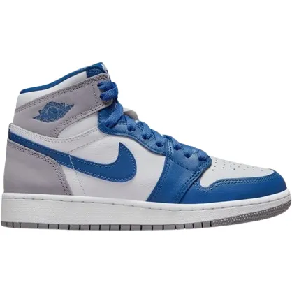 Nike Kid's Jordan 1 Retro High OG Shoes - True Blue / White / Cement Grey