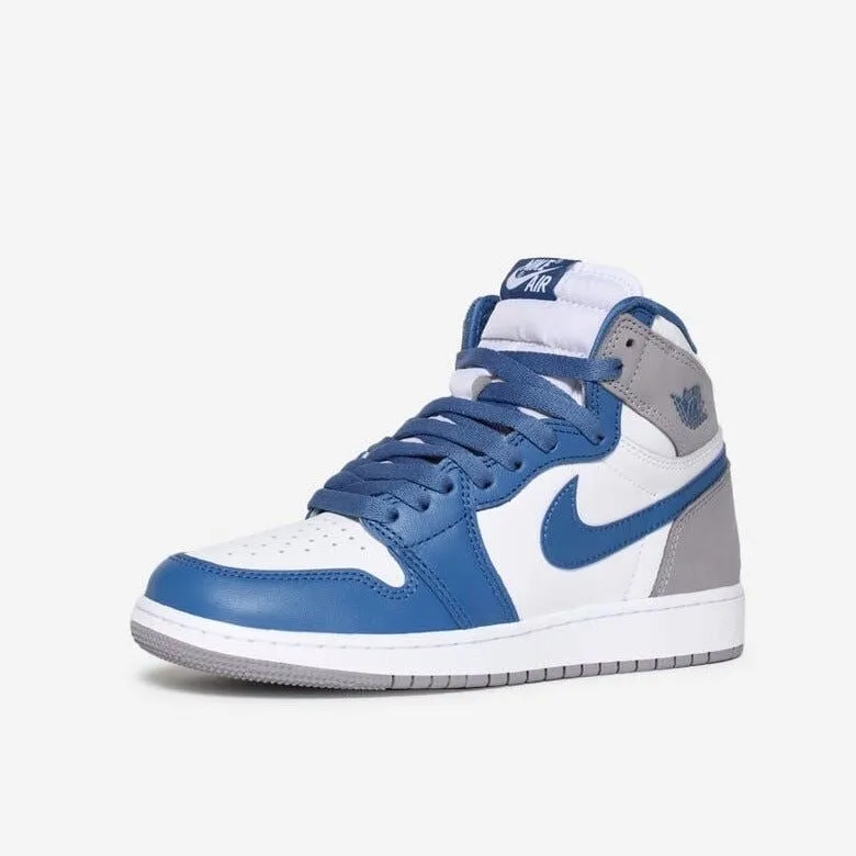 Nike Kid's Jordan 1 Retro High OG Shoes - True Blue / White / Cement Grey