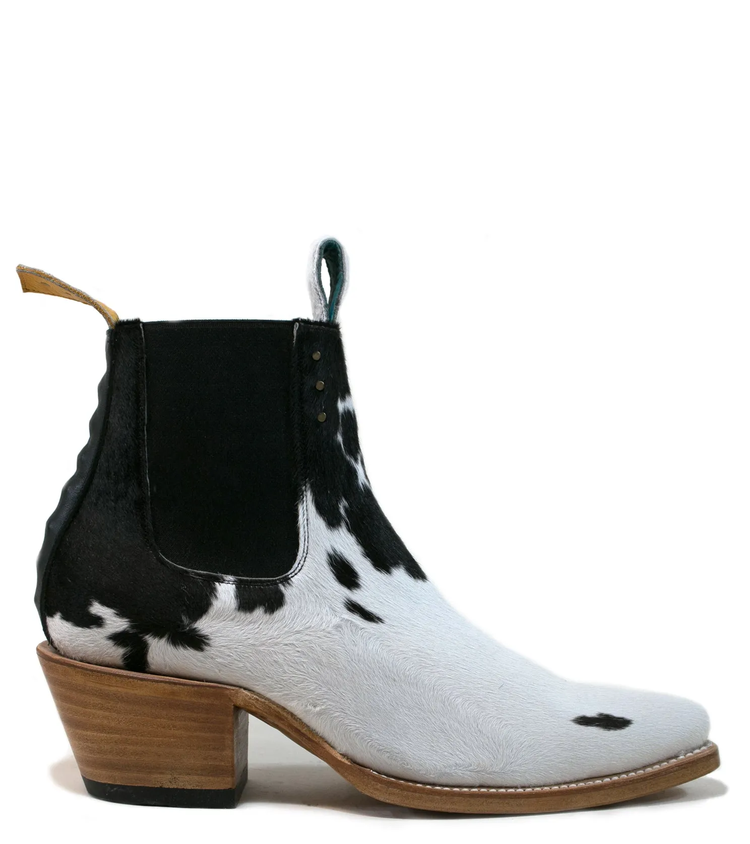 No.1001 FREEWAY chelsea boot Black   White Fur WOMEN