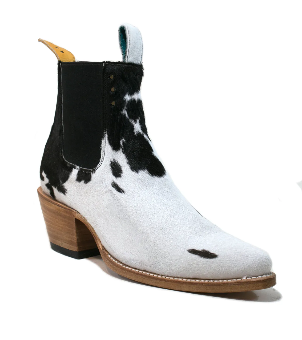 No.1001 FREEWAY chelsea boot Black   White Fur WOMEN