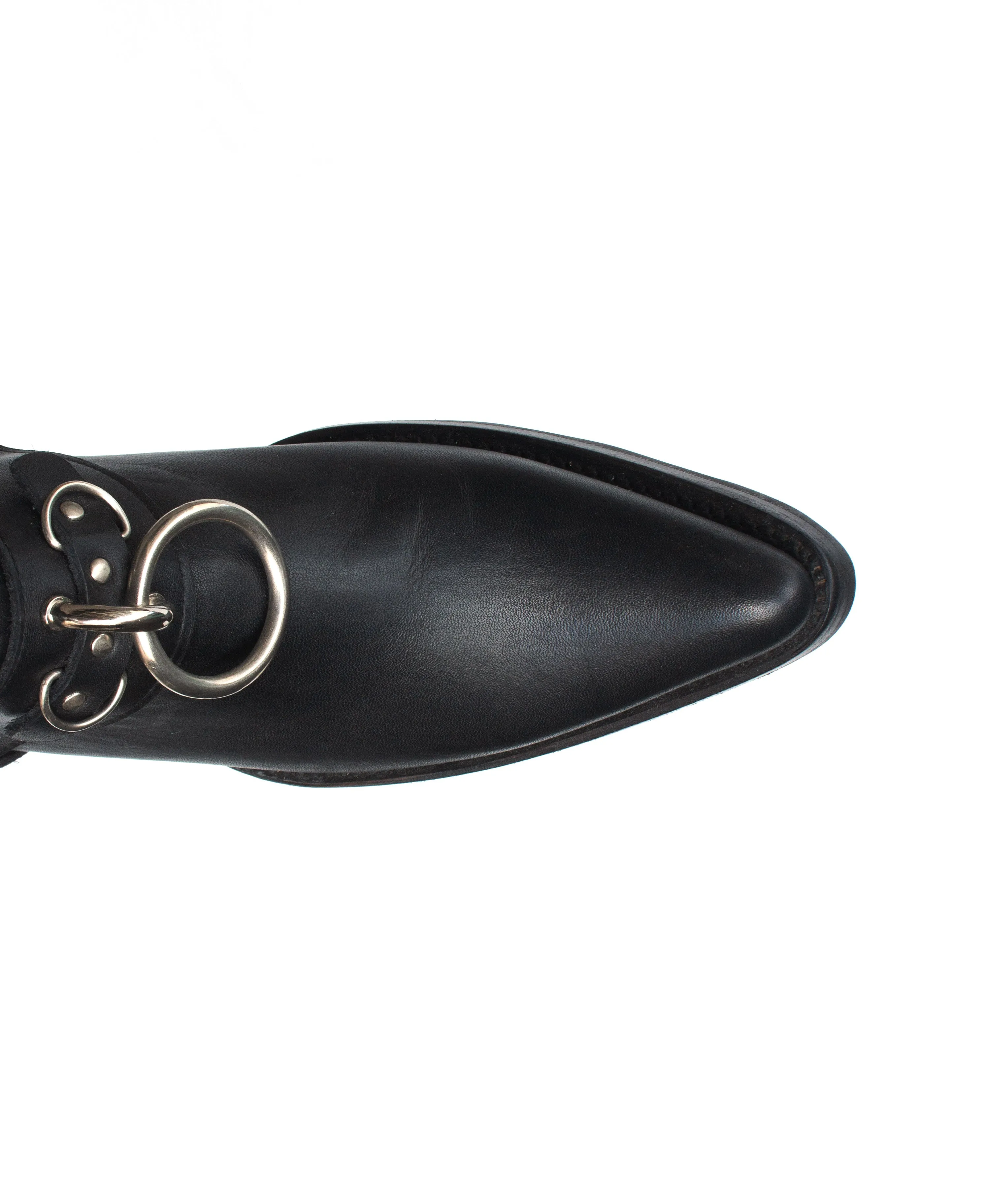 No.2202 FREEWAY Turbo O-Ring Slip-on Black Leather WOMEN