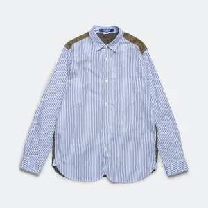 Panelled Stripe x Gun Club Check Shirt - Navy/Sax