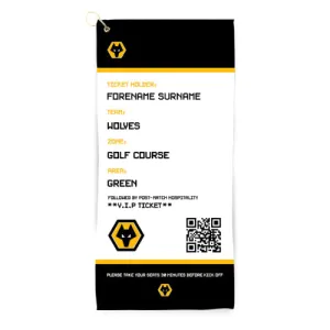 Personalised Wolves FC Ticket Golf Towel