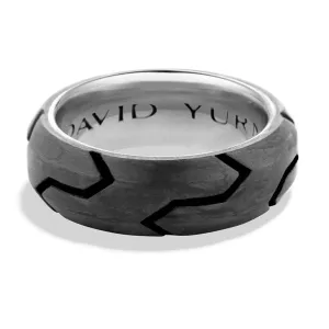 Pre-owned David Yurman Men's Forged Carbon Beveled Edge 8MM Band Size 13