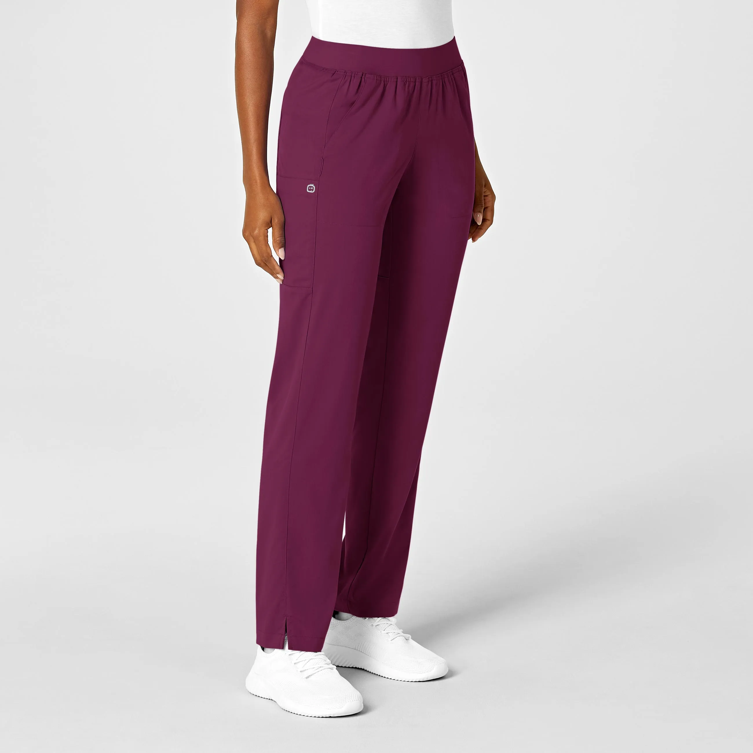 PRO Women's Knit Waist Cargo Scrub Pant - Wine