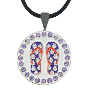 Purple Flip Flops Golf Ball Marker Necklace